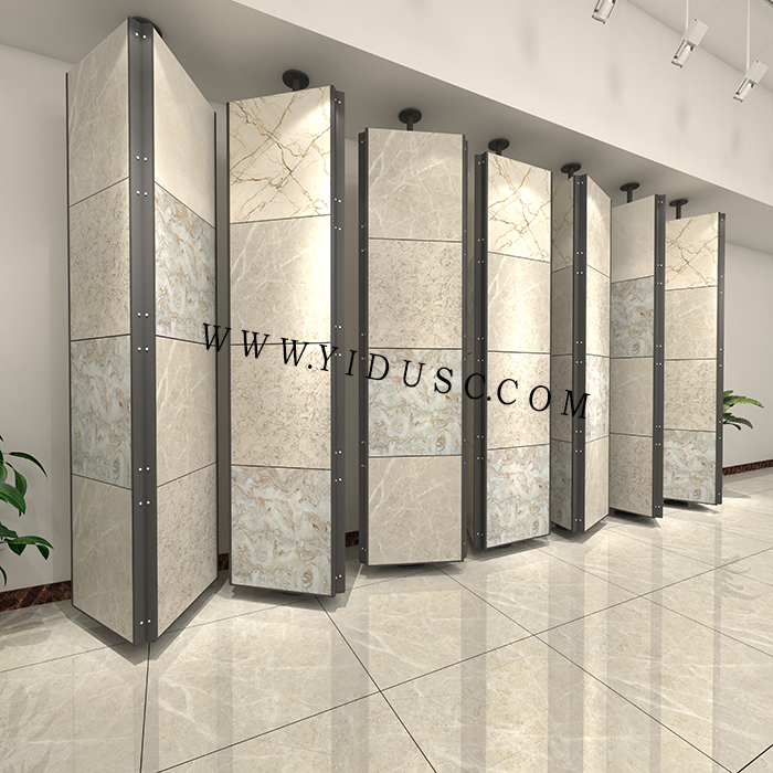 展销瓷砖的旋转展架_岩板瓷砖样品立式展示架QM001